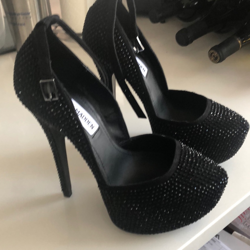 Steve Madden black sparkling high heels